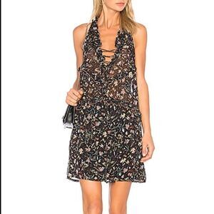 Iro Black Floral Baden Tiered Dress| Size M